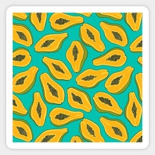 Papaya slices on turquoise Sticker